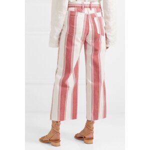 FRAME Le Cutoff Jeans Red White Stripe Raw Hem Mid-Rise